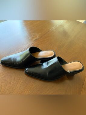 Banana Republic Black Pointed Leather Mules